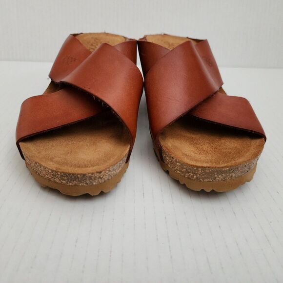 Yokono Spain Womens Candela Leather Cork Wedge Sandals Brown Vacation Size 9 - Picture 6 of 10